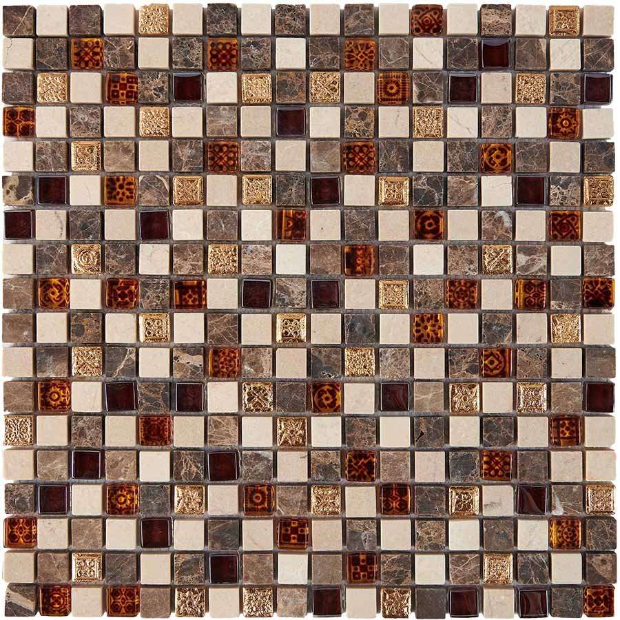 Мозаика Pixel Mosaic PIX721 Мрамор и стекло (15x15 мм), цвет разноцветный, поверхность матовая, квадрат, 300x300