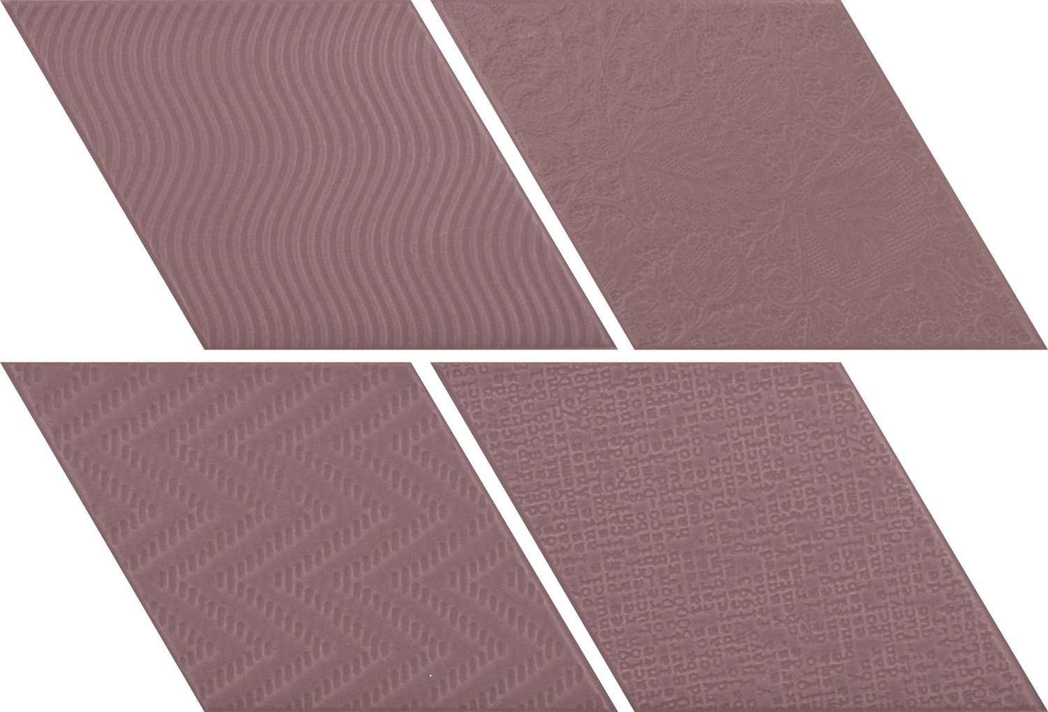 Керамическая плитка Equipe Rhombus Violet 21313, цвет фиолетовый, поверхность матовая, ромб, 140x240