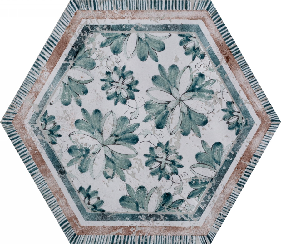 Декоративные элементы Cir Fuoritono Esagona Fuorimaiolica S/6 1073733, цвет синий, поверхность матовая, шестиугольник, 240x277