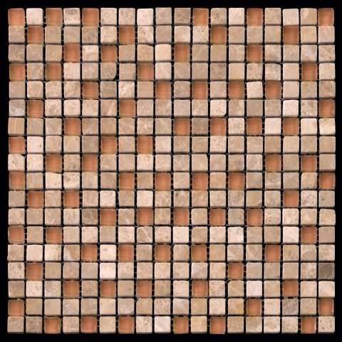 Мозаика Natural Mosaic Pastel 4PST-013 (Стекло Мрамор), цвет бежевый, поверхность глянцевая, квадрат, 298x298