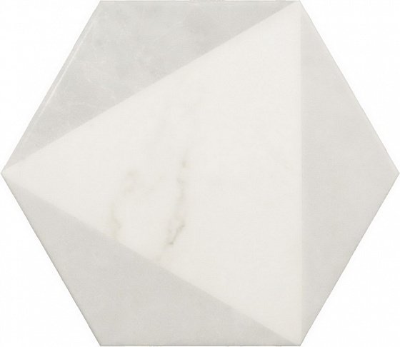 Керамогранит Equipe Carrara Hexagon Peak 23102, цвет белый, поверхность глянцевая, шестиугольник, 175x200