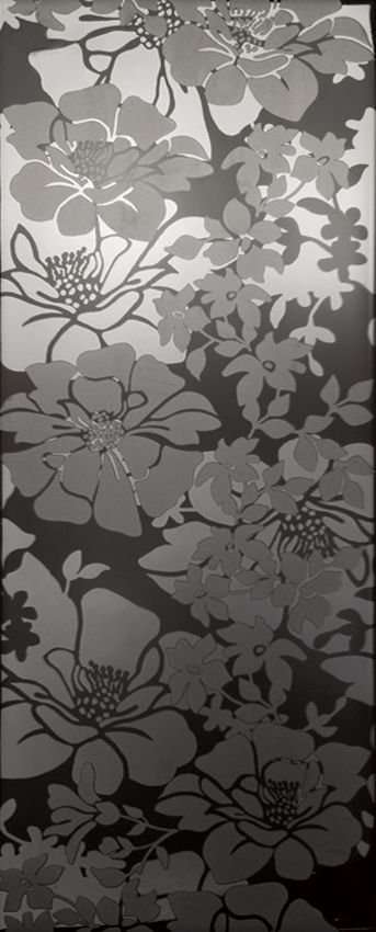 Декоративные элементы Cedam Lustri Dec Flower Nero Lucido, цвет чёрный, поверхность глянцевая, прямоугольник, 200x500