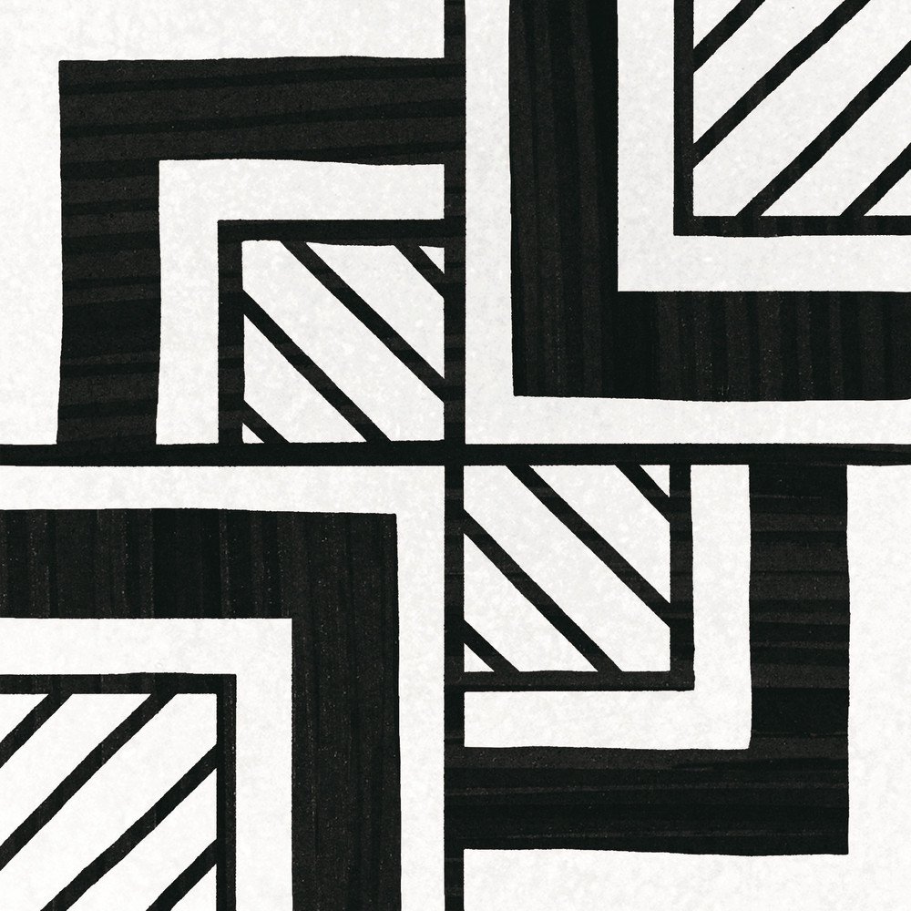 Керамогранит Equipe Caprice Metropolitan B&W Deco 22125, цвет чёрно-белый, поверхность матовая, квадрат, 200x200