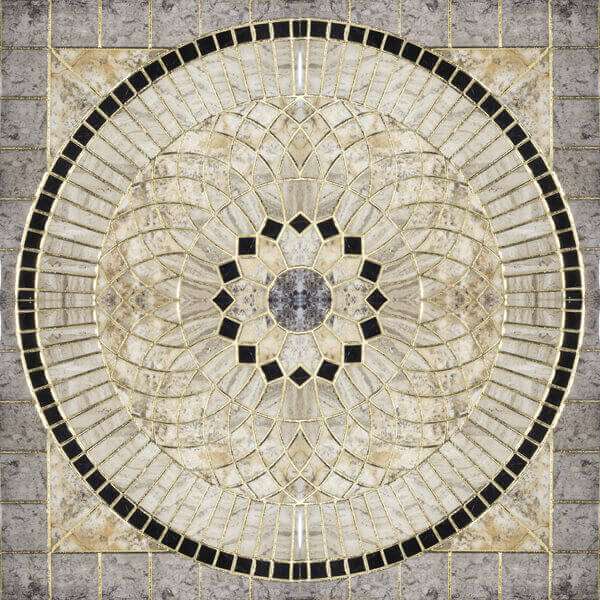 Панно Infinity Rimini Roseton Gris, цвет серый, поверхность полированная, квадрат, 1200x1200