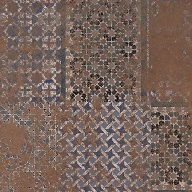 Декоративные элементы Kerama Marazzi Котто декорированный обрезной DD603400R\D, цвет коричневый, поверхность матовая, квадрат, 600x600
