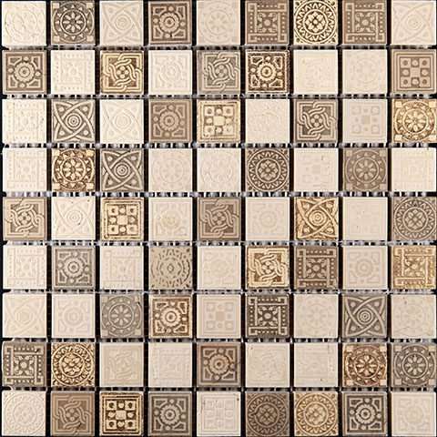 Мозаика Skalini Legend LGN-1, цвет бежевый, поверхность матовая, квадрат, 300x300
