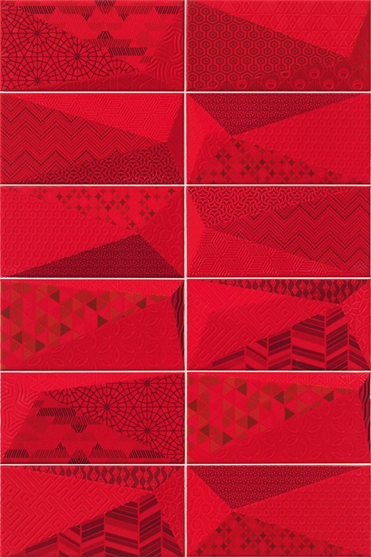 Керамическая плитка Mainzu Diamond Fancy Rubi, цвет красный, поверхность глянцевая, кабанчик, 100x200