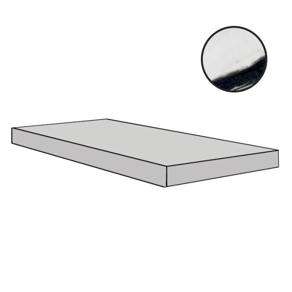 Ступени Floor Gres B&W Marble Wave Naturale Gr.Dx 767432, цвет чёрно-белый, поверхность матовая, прямоугольник, 330x1200