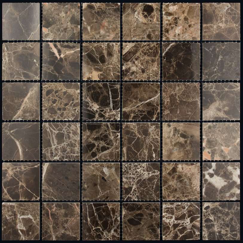 Мозаика Natural Mosaic Adriatica Emperador Dark (4,8X4,8) M022-48P, цвет коричневый тёмный, поверхность полированная, квадрат, 305x305