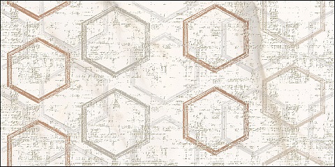 Декоративные элементы Azori Apulia Oro Hexagone, цвет белый серый бежевый, поверхность глянцевая, прямоугольник, 320x630