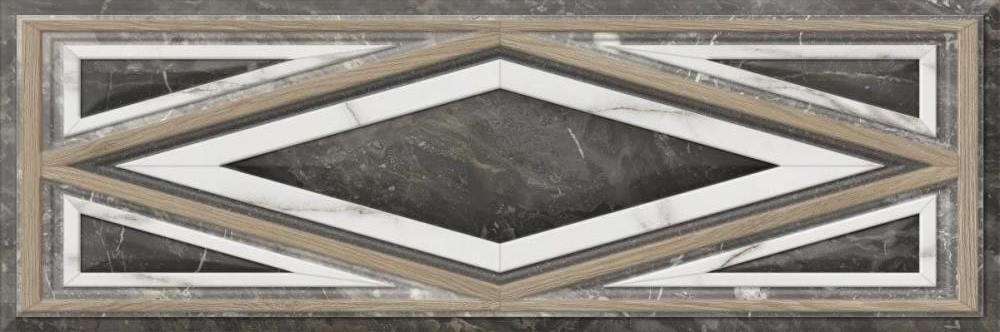 Керамическая плитка Azteca Nebula Boisserie Black, цвет чёрный, поверхность глянцевая, прямоугольник, 300x900