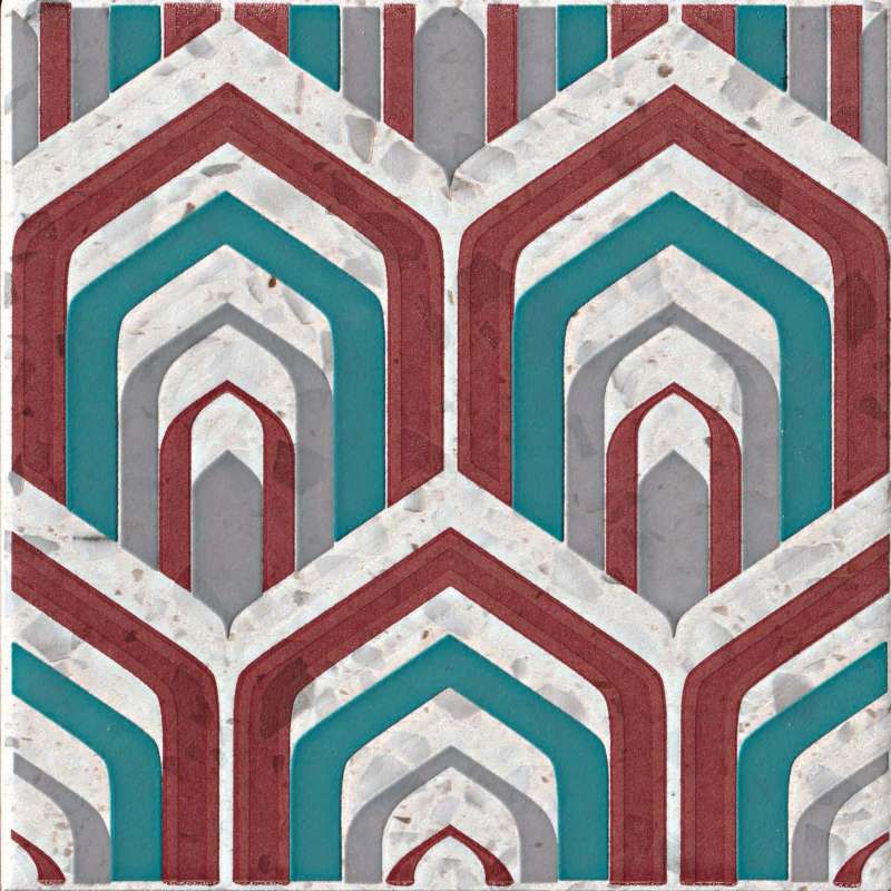 Декоративные элементы Cir Venezia Ins.Pavona Lampone 1060985, цвет красный, поверхность матовая, квадрат, 200x200