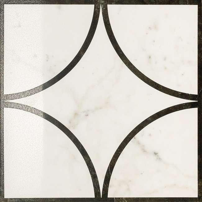 Декоративные элементы Italon Charme Pearl Inserto Loop Lux 610080000154, цвет чёрно-белый, поверхность полированная, квадрат, 590x590