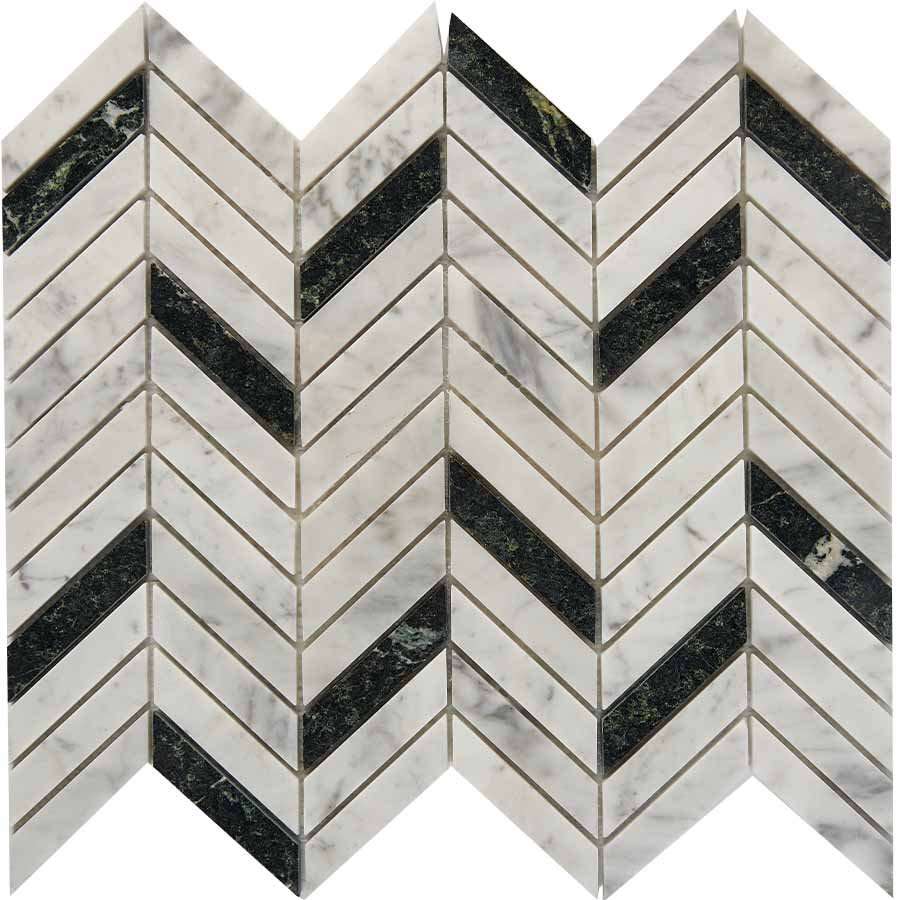 Мозаика Pixel Mosaic PIX287 Мрамор, цвет чёрно-белый, поверхность глянцевая, прямоугольник, 286x307