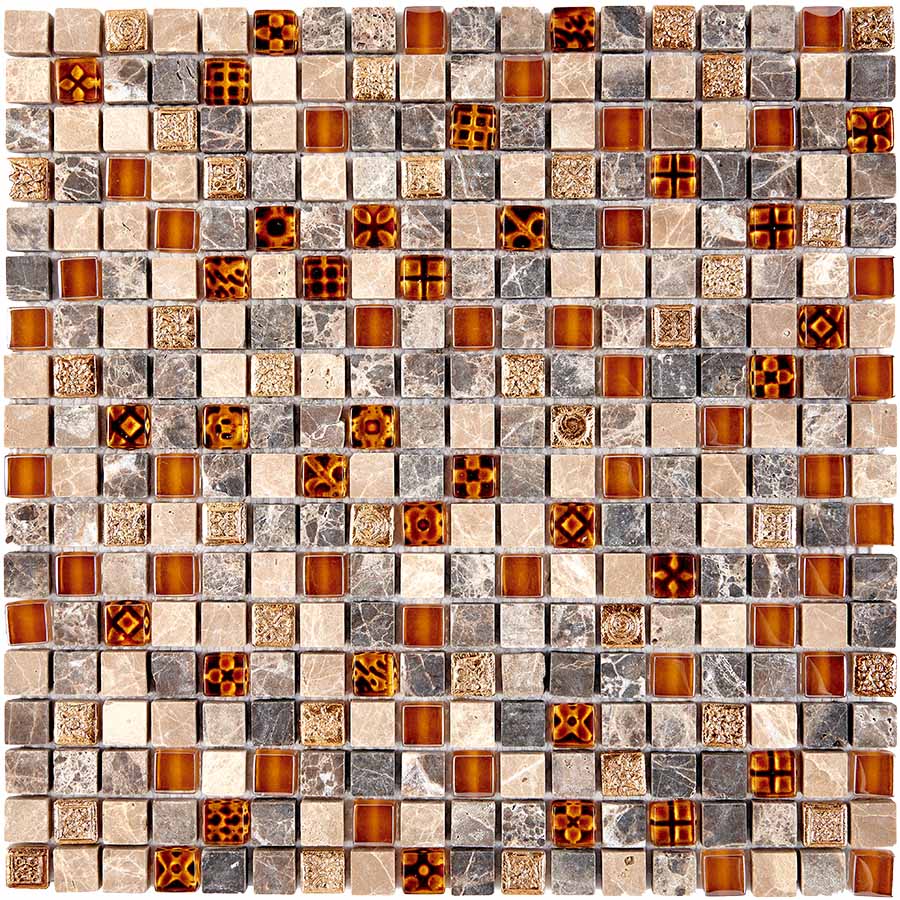 Мозаика Pixel Mosaic PIX720 Мрамор и стекло (15x15 мм), цвет разноцветный, поверхность глянцевая, квадрат, 300x300