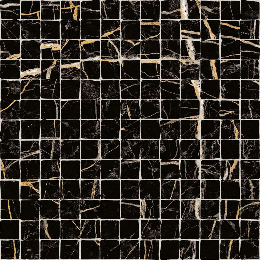Мозаика Italon Charme Extra Laurent Mosaico Split 620110000075, цвет чёрный, поверхность патинированная, квадрат, 300x300