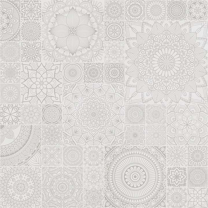 Керамогранит Colortile Mandala Bianco, цвет серый, поверхность матовая, квадрат, 600x600