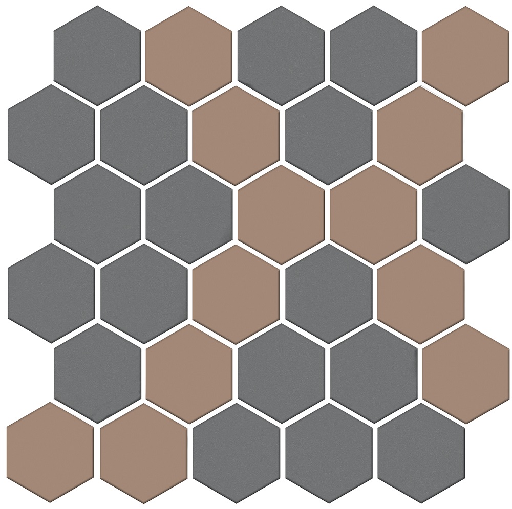 Мозаика Kerama Marazzi Агуста 6 мозаичный микс матовый AD\A673\MM, цвет серый коричневый, поверхность матовая, шестиугольник, 297x298
