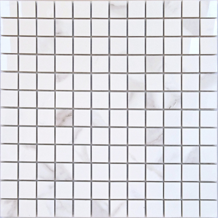 Мозаика Caramelle Mosaic Marble Porcelain Calacatta Pol 23x23, цвет белый, поверхность полированная, квадрат, 298x298