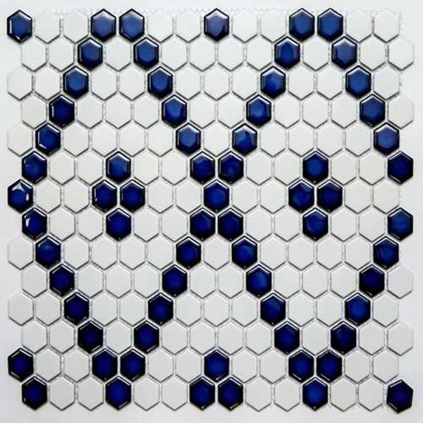 Мозаика NS Mosaic PS2326-43, цвет белый синий, поверхность глянцевая, квадрат, 306x350