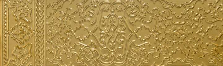 Декоративные элементы Aparici Glimpse Gold Halifa, цвет жёлтый, поверхность глянцевая, прямоугольник, 298x996