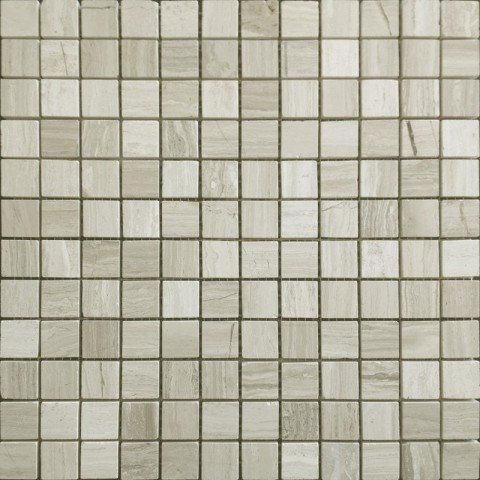 Мозаика Caramelle Mosaic Pietrine Travertino Silver Pol 23X23 4mm, цвет серый, поверхность полированная, квадрат, 298x298