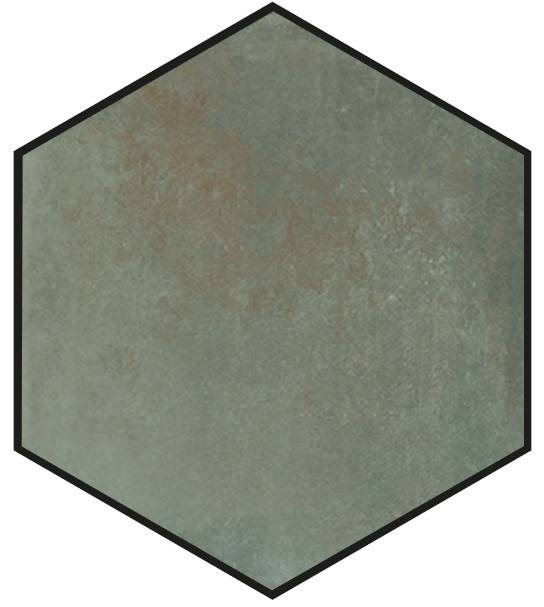 Керамогранит Cerdomus Crete Esagona Rame 88634, цвет зелёный, поверхность матовая, шестиугольник, 198x228