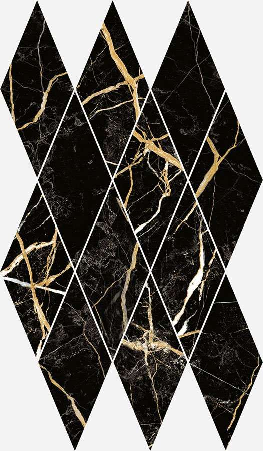 Мозаика Italon Charme Extra Laurent Mosaico Diamond 620110000081, цвет чёрный, поверхность полированная, прямоугольник, 280x480