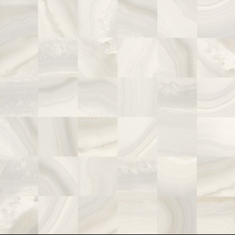 Мозаика Serra Agatha White Decor, цвет белый, поверхность глянцевая, квадрат, 600x600