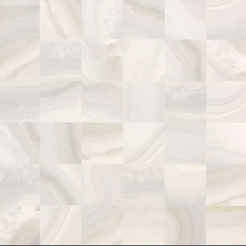 Мозаика Serra Agatha White Decor, цвет белый, поверхность глянцевая, квадрат, 600x600