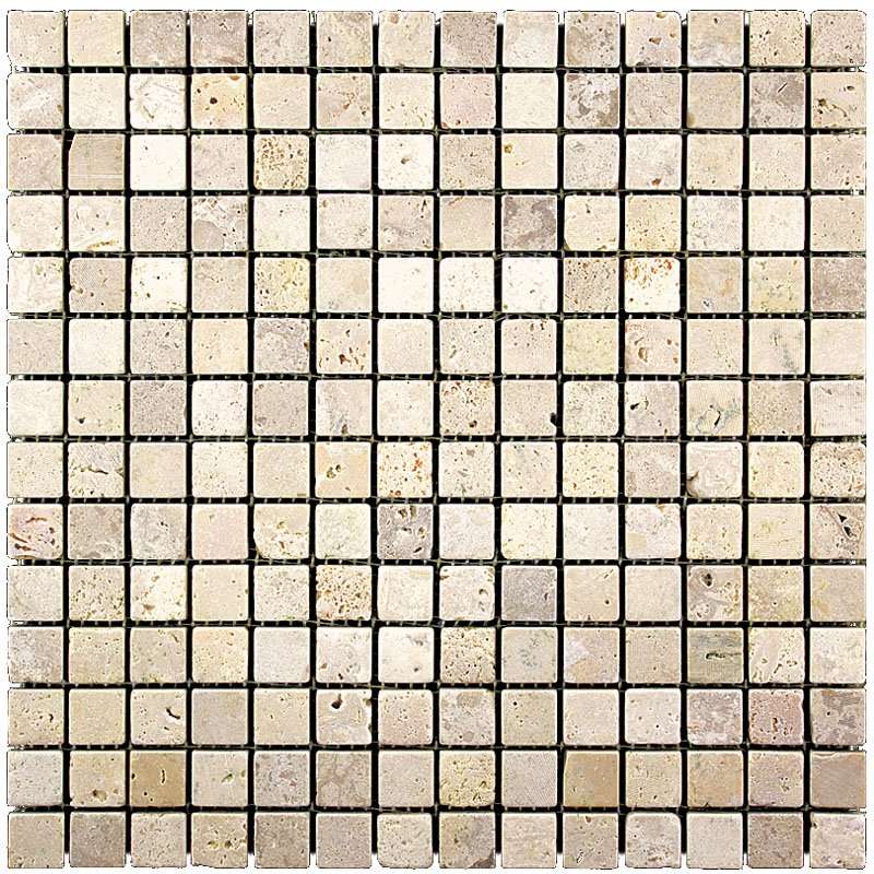 Мозаика Natural Mosaic Adriatica Travertine (2X2) 7M090-20P, цвет бежевый, поверхность полированная, квадрат, 305x305