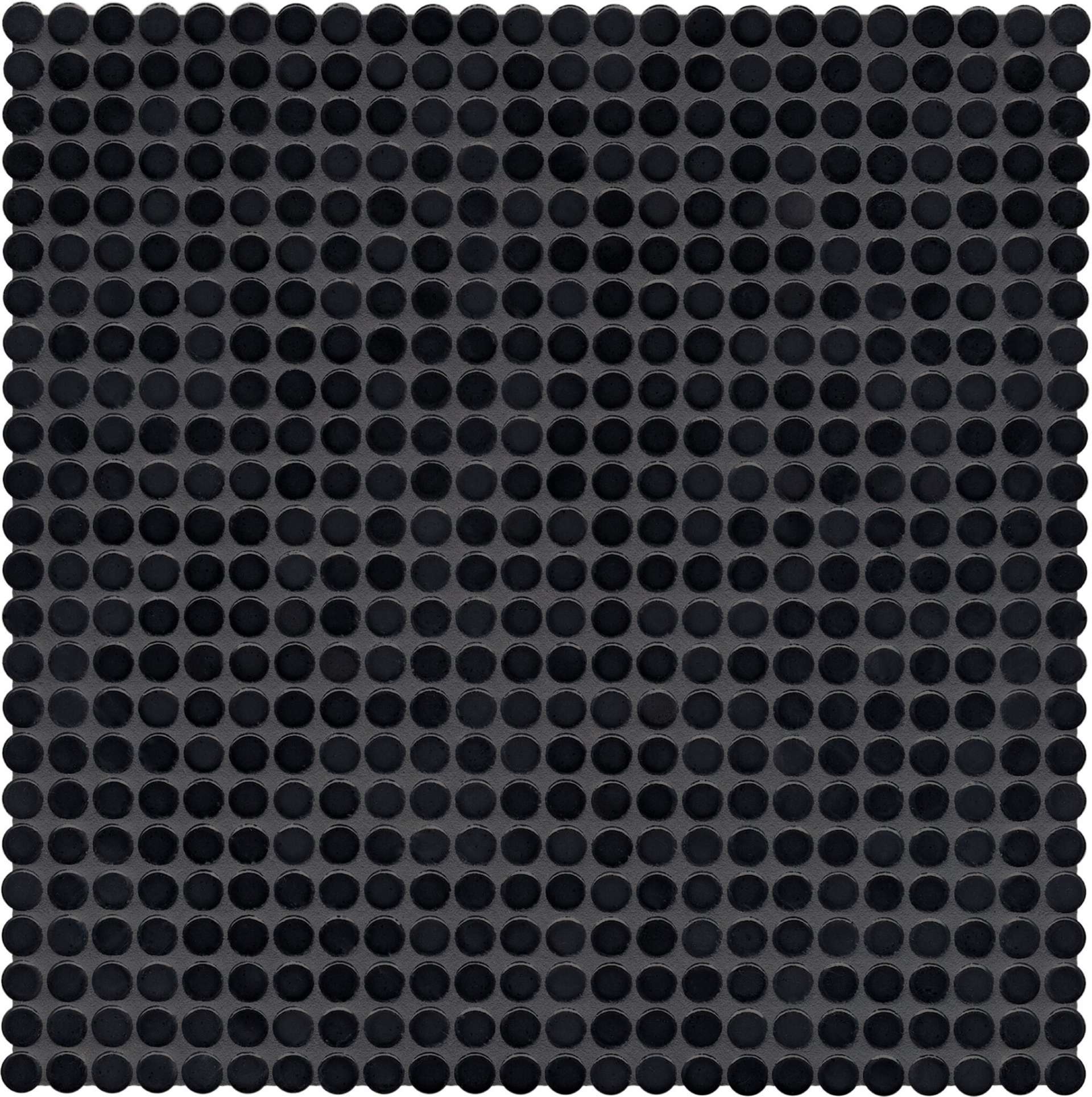 Мозаика Jasba Loop Nachtschwarz 40001H-44, цвет чёрный, поверхность глянцевая, круг и овал, 316x316