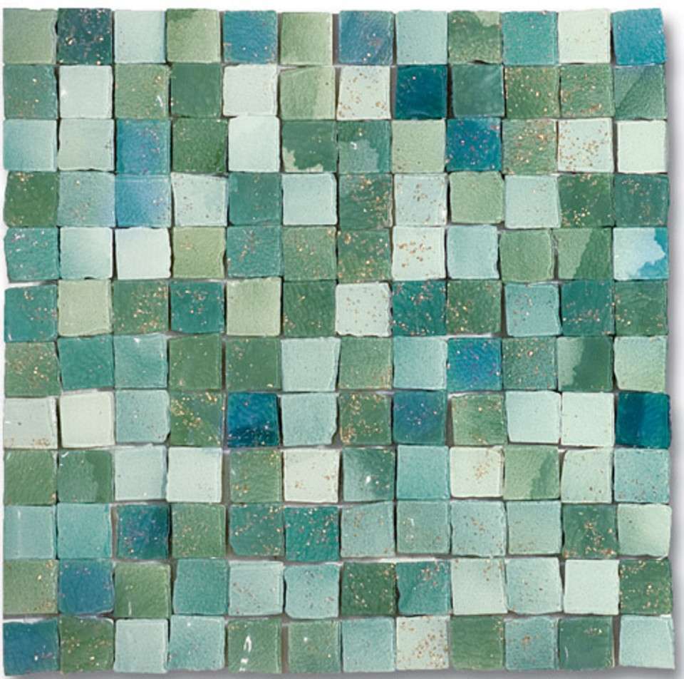 Мозаика Ker-av Luci di Venezia Verde Laguna (2,5X2,5) KER-L115, цвет зелёный, поверхность глянцевая, квадрат, 300x300