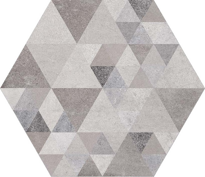 Декоративные элементы Vives Hexagono Benenden Sombra, цвет серый, поверхность матовая, шестиугольник, 230x266