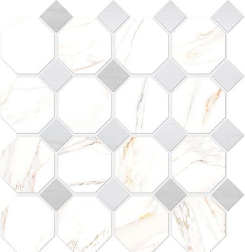 Мозаика Vallelunga Cava Ottagona Satin 6000895, цвет белый серый, поверхность сатинированная, восьмиугольник, 300x300