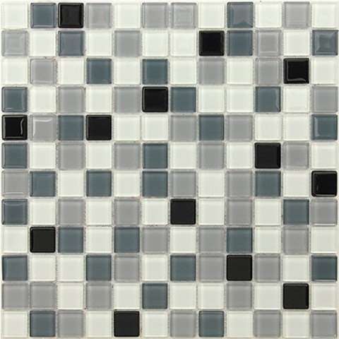 Мозаика Caramelle Mosaic Acquarelle Galantus (Стекло), цвет чёрно-белый, поверхность глянцевая, квадрат, 298x298