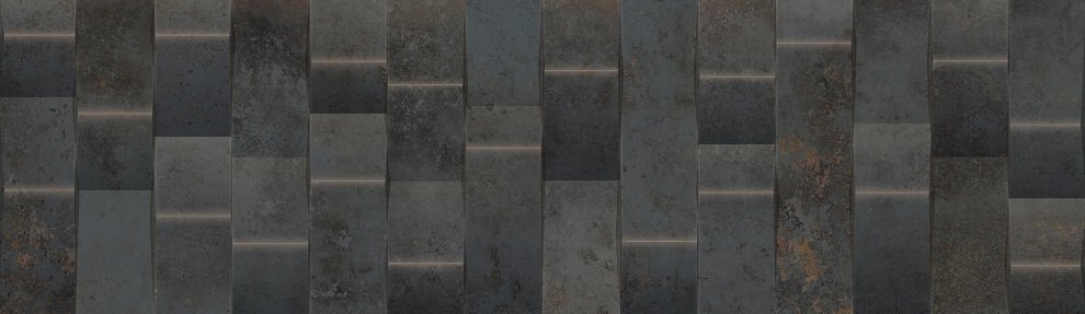 Декоративные элементы Ibero Gravity Concept Dark, цвет чёрный тёмный, поверхность рельефная, прямоугольник, 290x1000