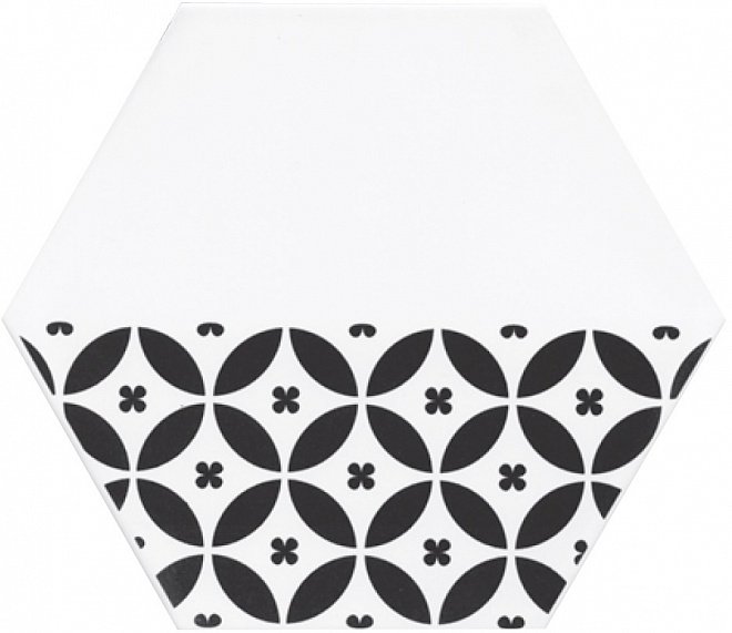 Декоративные элементы Kerama Marazzi Декор Буранелли NT\A208\SG2300, цвет чёрно-белый, поверхность матовая, шестиугольник, 200x231
