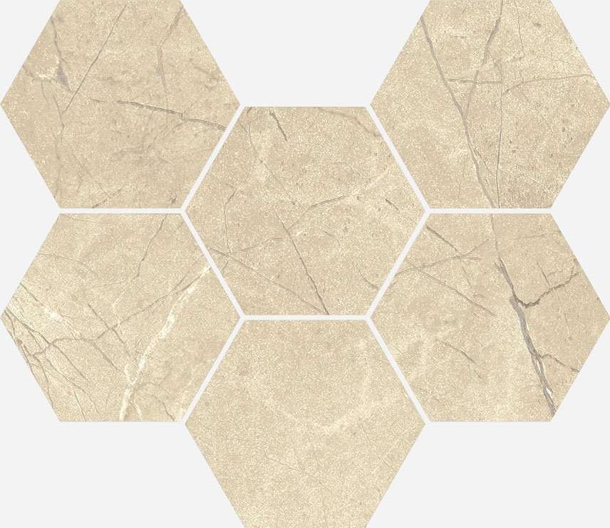 Мозаика Italon Charme Extra Arcadia Mosaico Hexagon 620110000066, цвет бежевый, поверхность патинированная, шестиугольник, 250x290