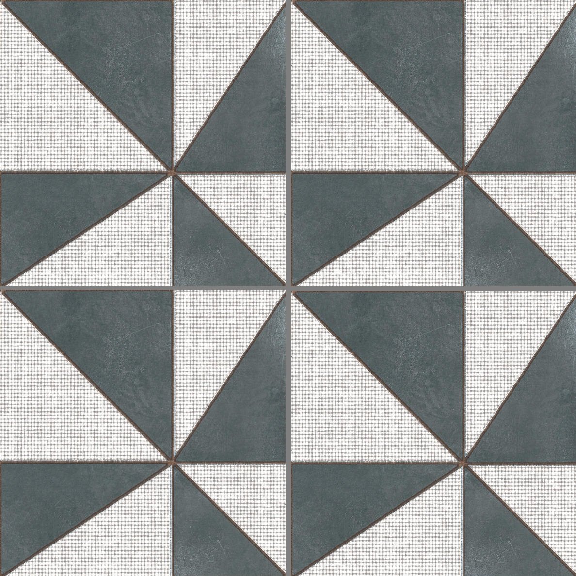 Керамогранит Mutina Azulej Gira Nero PUA41, цвет чёрно-белый, поверхность матовая, квадрат, 200x200