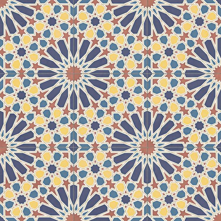 Керамогранит Aparici Alhambra Blue Natural, цвет разноцветный, поверхность матовая, квадрат, 592x592