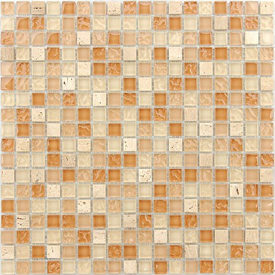 Мозаика Caramelle Mosaic Naturelle Olbia 8mm, цвет жёлтый, поверхность глянцевая, квадрат, 305x305