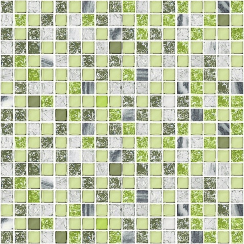 Мозаика Azori Элара Верде MGR1502, цвет зелёный, поверхность глянцевая, квадрат, 300x300