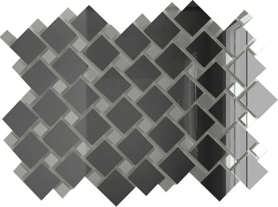 Мозаика ДСТ Мозаика зеркальная Графит + Серебро Г70С30 с чипом 25х25 и 12х12, цвет серый, поверхность глянцевая, квадрат, 300x300