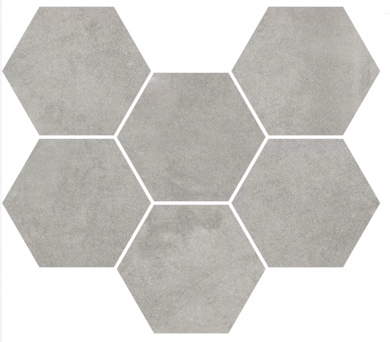 Мозаика Coliseumgres Expo Grey Mosaico Hexagon 620110000173, цвет серый, поверхность матовая, шестиугольник, 250x290
