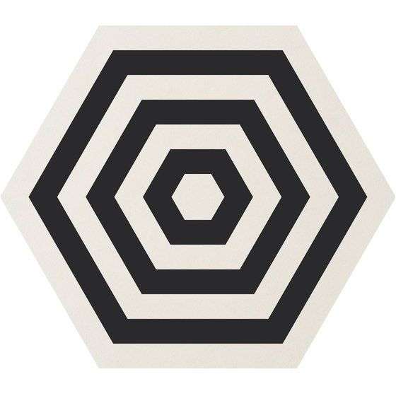 Керамогранит Ornamenta Corebasic Target White CB60TW, цвет чёрно-белый, поверхность матовая, шестиугольник, 600x600