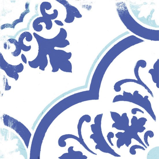 Декоративные элементы Savoia Vietri Decori Blu Mix 8 S22555DEC, цвет голубой, поверхность глянцевая, квадрат, 220x220