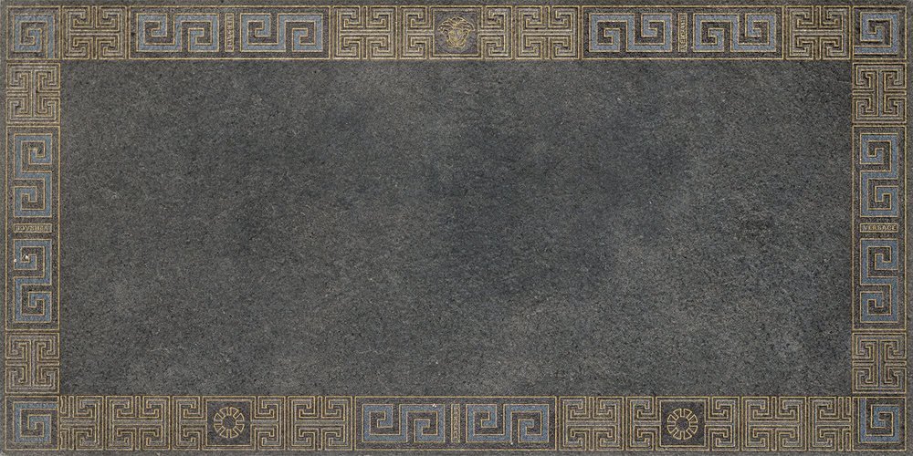 Декоративные элементы Versace Greek Cassettone Antracite Oro 261343, цвет чёрный, поверхность матовая, прямоугольник, 400x800
