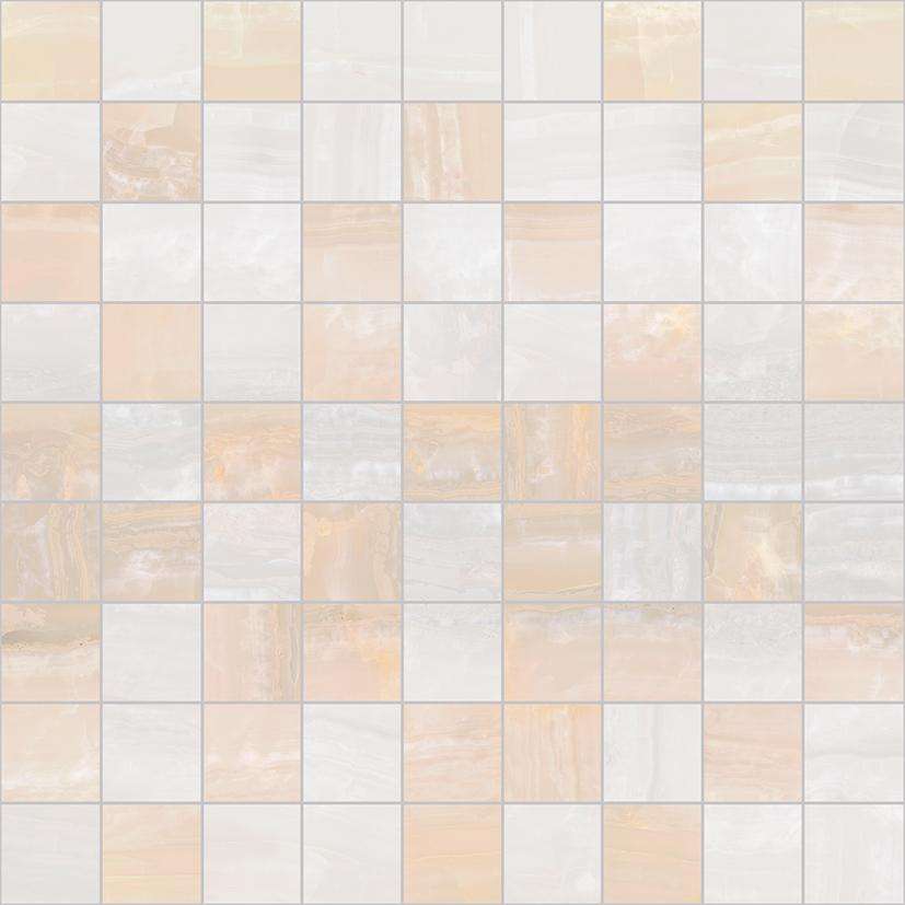 Мозаика Laparet Diadema бежевый+белый, цвет серый бежевый, поверхность глянцевая, квадрат, 300x300