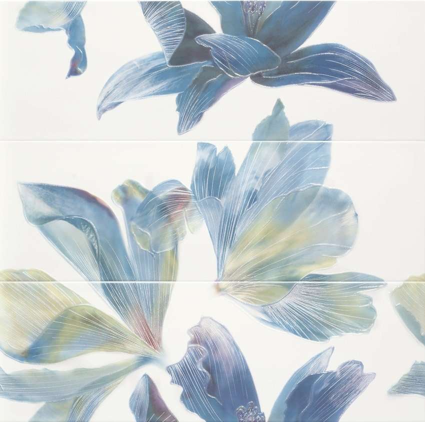 Панно APE Decor Bloom Aqua Lime, цвет голубой, поверхность глянцевая, прямоугольник, 840x850